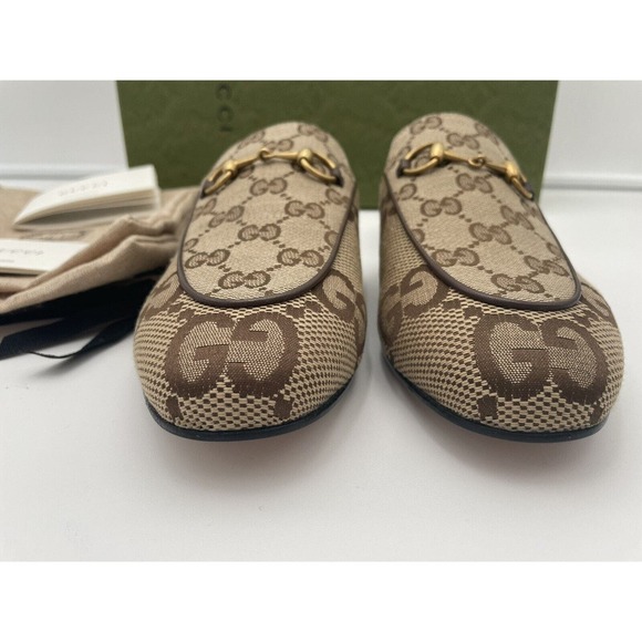 Gucci Princetown Horsebit Jumbo GG Flats Loafer Slip Sandal Mule Slides 37 - Picture 9 of 12